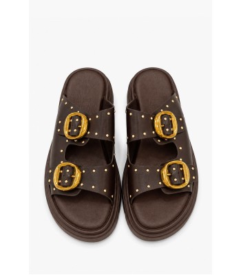Καφέ flatform με χρυσές αγκράφες και τρουκς
