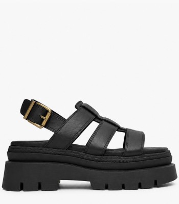 Μαύρο flatform με chunky σόλα και αγκράφα