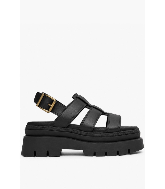Μαύρο flatform με chunky σόλα και αγκράφα