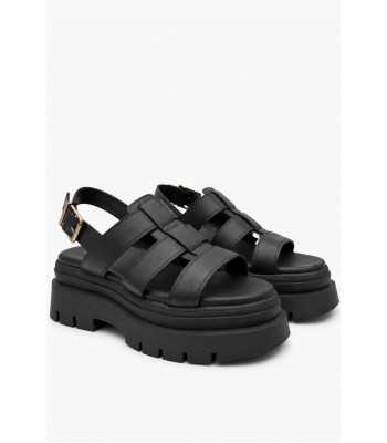 Μαύρο flatform με chunky σόλα και αγκράφα