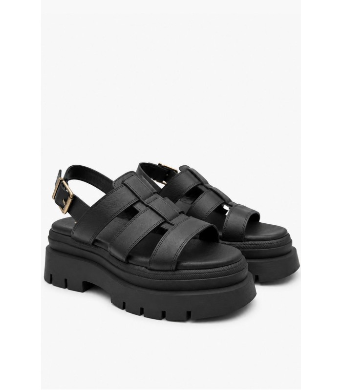 Μαύρο flatform με chunky σόλα και αγκράφα