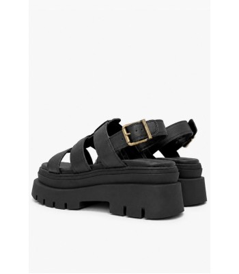 Μαύρο flatform με chunky σόλα και αγκράφα