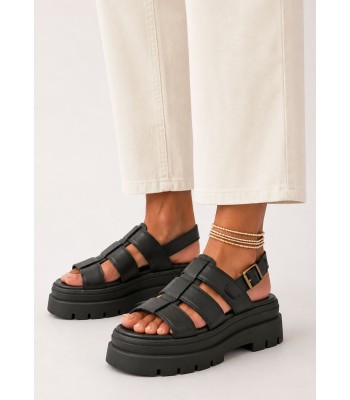 Μαύρο flatform με chunky σόλα και αγκράφα