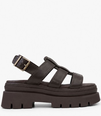 Καφέ flatform με chunky σόλα και αγκράφα