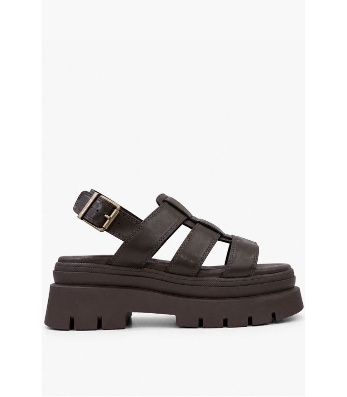 Καφέ flatform με chunky σόλα και αγκράφα