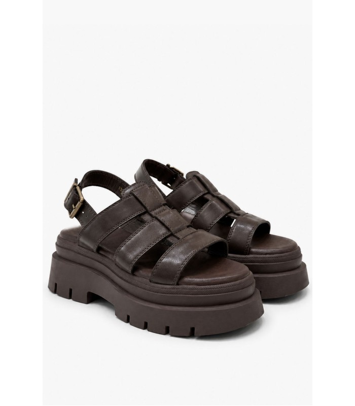 Καφέ flatform με chunky σόλα και αγκράφα