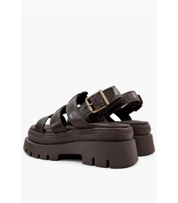Καφέ flatform με chunky σόλα και αγκράφα