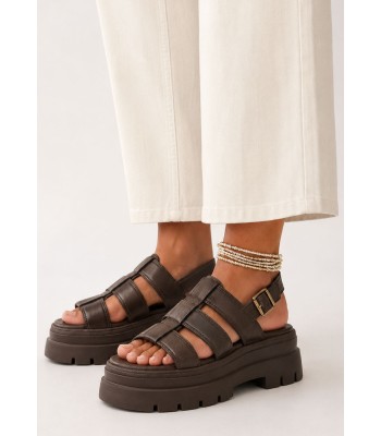 Καφέ flatform με chunky σόλα και αγκράφα