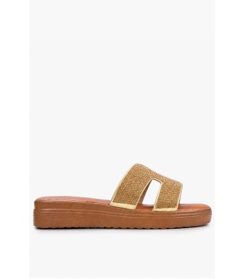 Χρυσό flatform με στρας φάσες