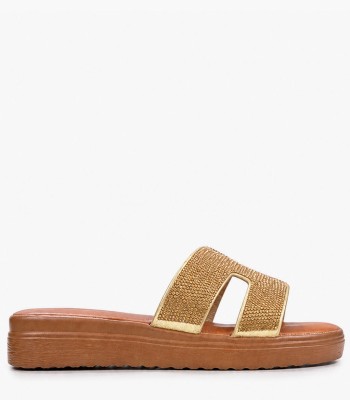 Χρυσό flatform με στρας φάσες