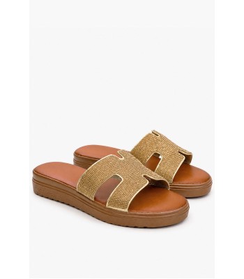 Χρυσό flatform με στρας φάσες