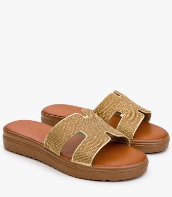 Χρυσό flatform με στρας φάσες