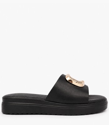 Μαύρο flatform με χρυσό διακοσμητικό στοιχείο