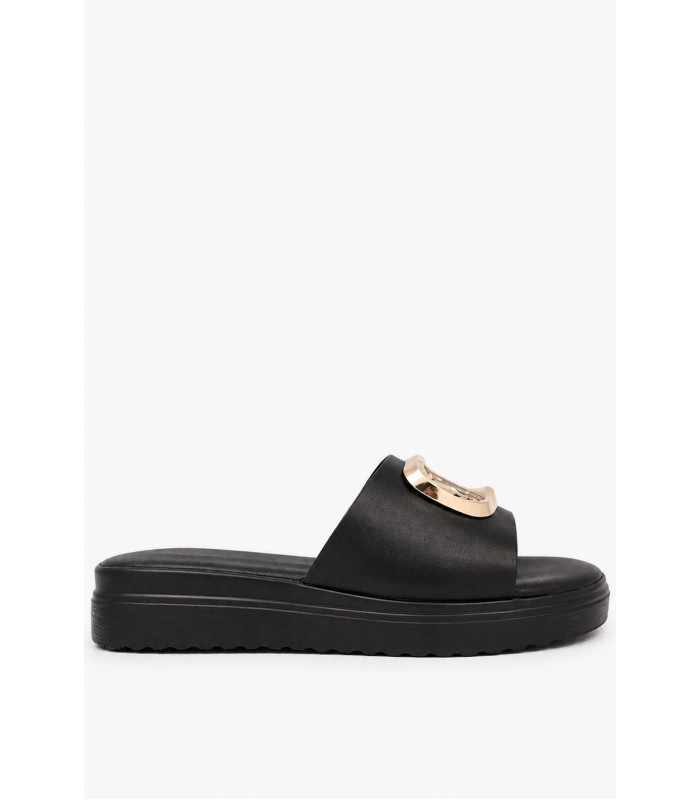 Μαύρο flatform με χρυσό διακοσμητικό στοιχείο