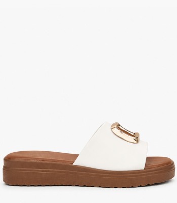Λευκό flatform με χρυσό διακοσμητικό στοιχείο