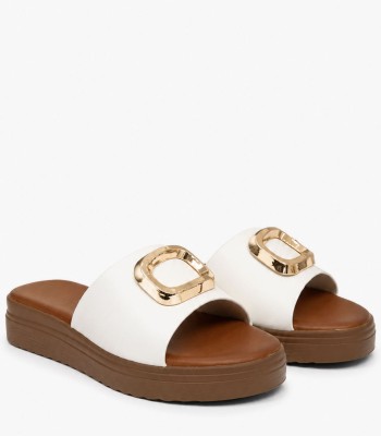 Λευκό flatform με χρυσό διακοσμητικό στοιχείο