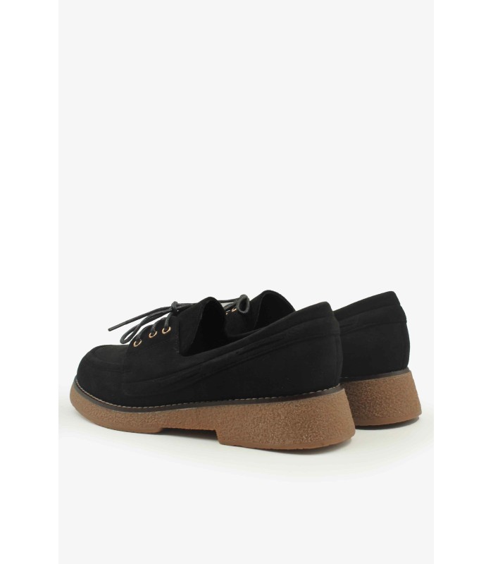 Μαύρο suede loafer με κορδόνια και κρεπ σόλα