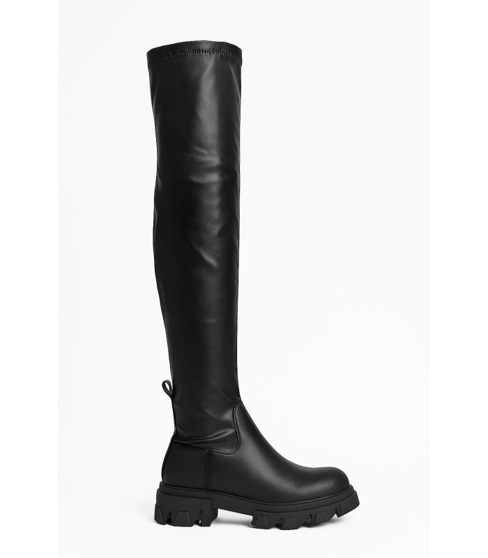 Μαύρη over the knee μπότα με chunky σόλα