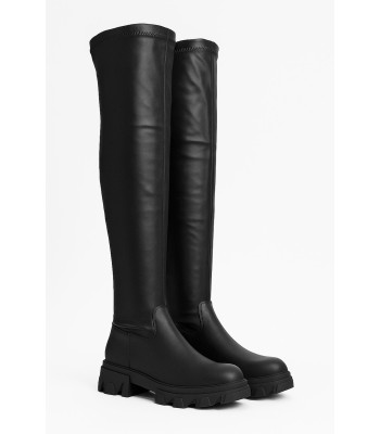 Μαύρη over the knee μπότα με chunky σόλα