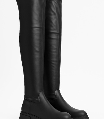 Μαύρη over the knee μπότα με chunky σόλα