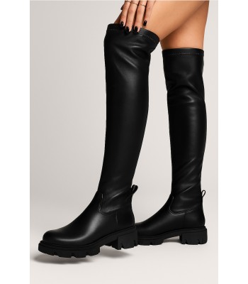 Μαύρη over the knee μπότα με chunky σόλα