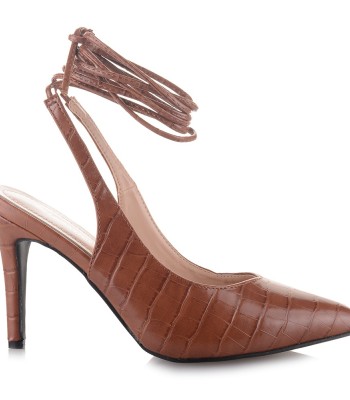 Lace up Γόβες σε camel χρώμα 