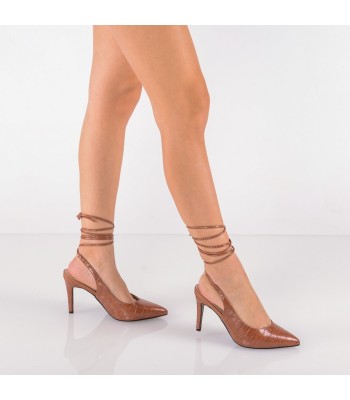 Lace up Γόβες σε camel χρώμα 